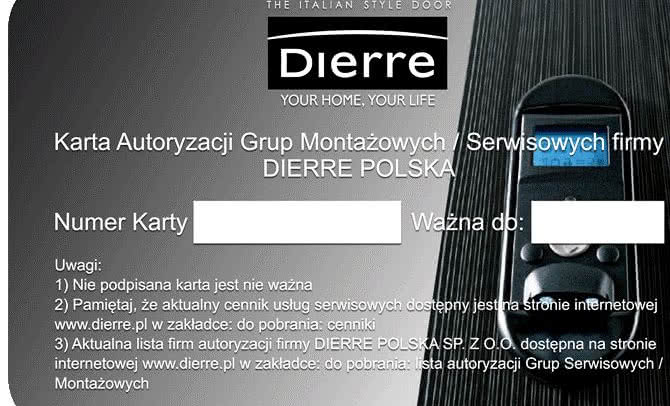 Autoryzowane grupy serwisowo-montażowe DIERRE 
